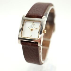 Anne Klein II Womens 26mm Two Tone Date Watch Metal Leather Strap w New Battery